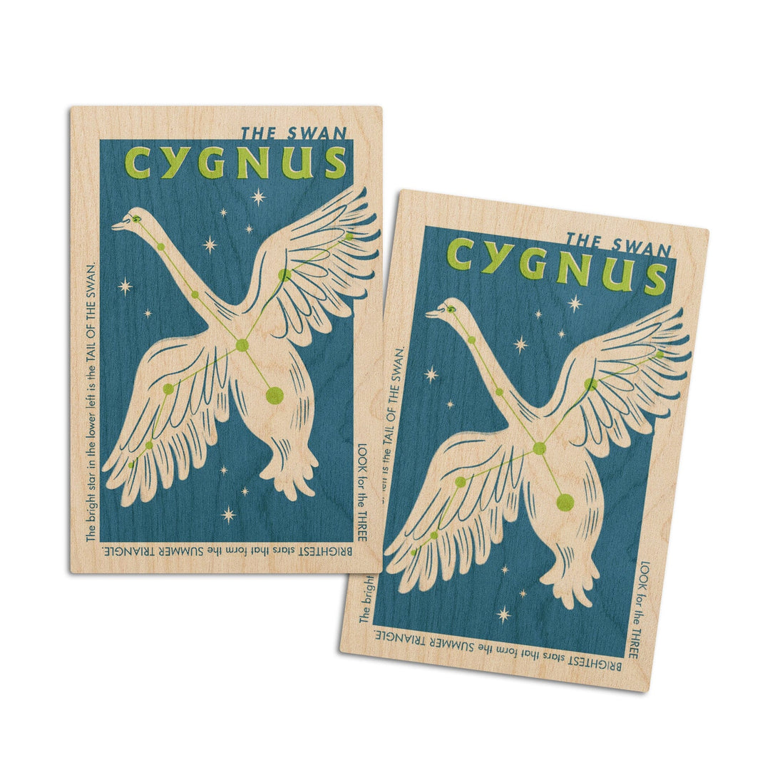 Drawings in the Stars Collection, Cygnus, The Swan Constellation, Wood Signs and Postcards Wood Lantern Press 4x6 Wood Postcard Set 