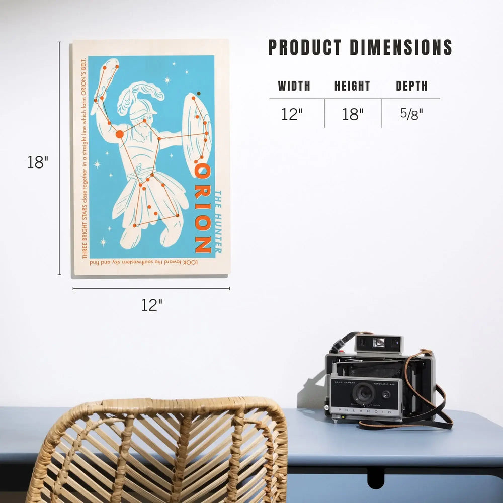 Drawings in the Stars Collection, Orion, The Hunter Constellation, Wood Signs and Postcards - Lantern Press