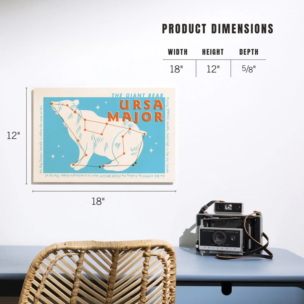Drawings in the Stars Collection, Ursa Major, The Giant Bear Constellation, Wood Signs and Postcards - Lantern Press