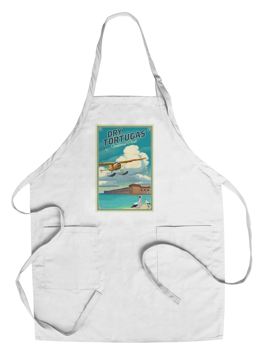 Dry Tortugas National Park, Florida, Lithograph National Park Series, Lantern Press Artwork, Towels and Aprons Kitchen Lantern Press Chef's Apron 