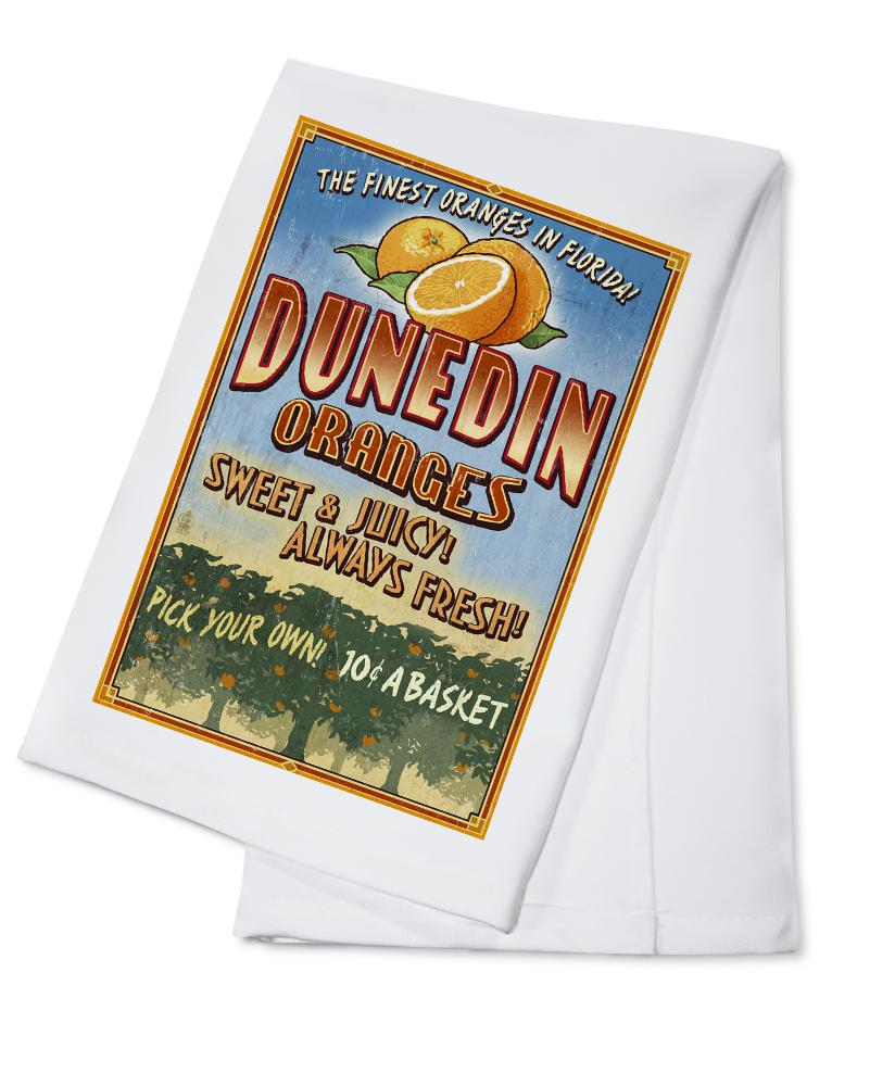 Dunedin, Florida, Orange Grove, Vintage Sign, Lantern Press Artwork, Towels and Aprons Kitchen Lantern Press Cotton Towel 