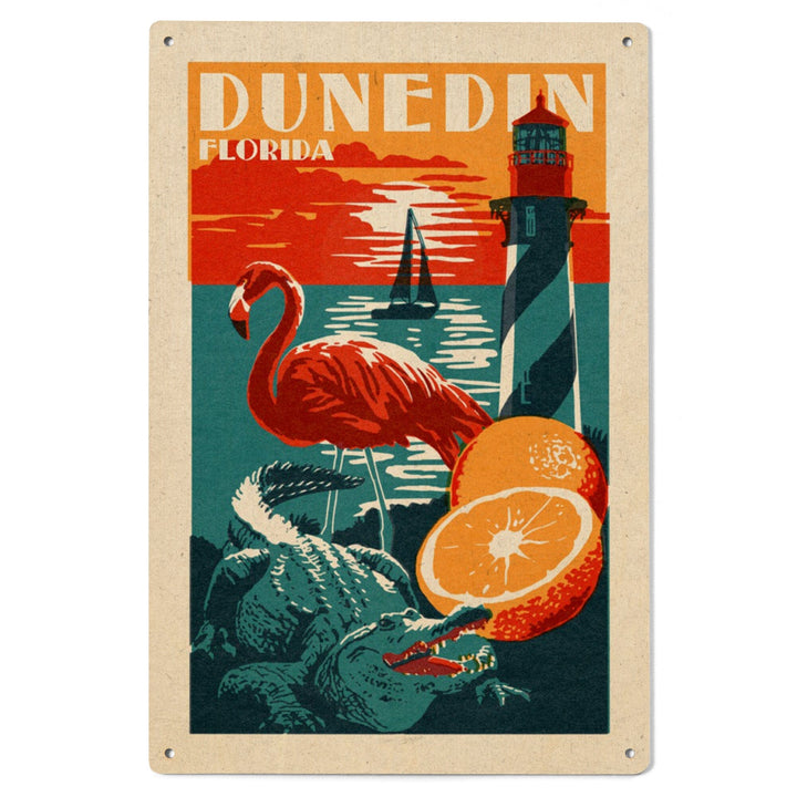 Dunedin, Florida, Woodblock, Lantern Press Artwork, Wood Signs and Postcards Wood Lantern Press 