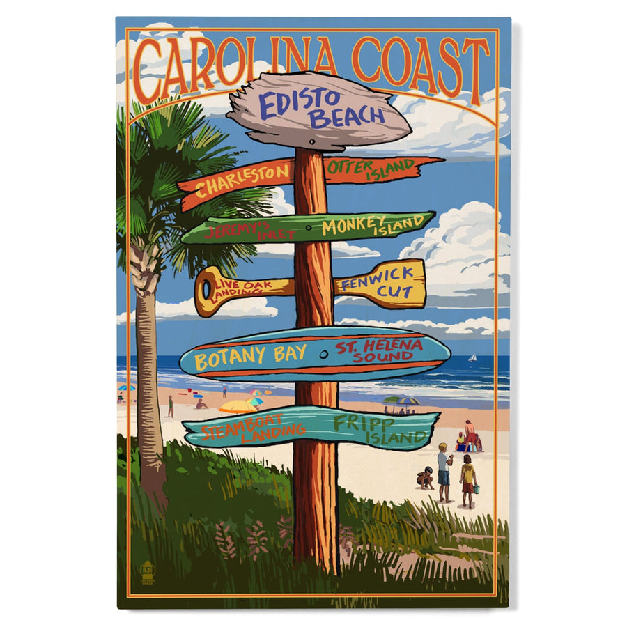 Edisto Beach, South Carolina, Destinations Sign, Lantern Press Artwork, Wood Signs and Postcards Wood Lantern Press 