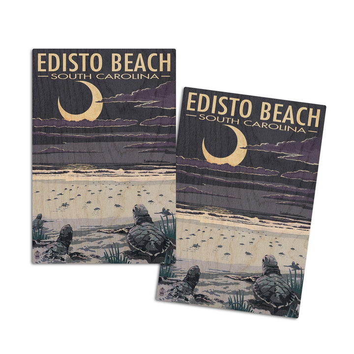 Edisto Beach, South Carolina, Sea Turtles Hatching, Lantern Press Artwork, Wood Signs and Postcards Wood Lantern Press 4x6 Wood Postcard Set 