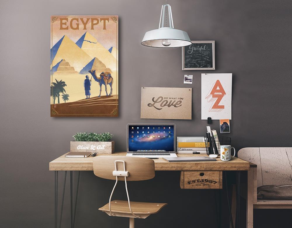 Egypt, Pyramids, Lithograph Style, Lantern Press Artwork, Stretched Canvas Canvas Lantern Press 