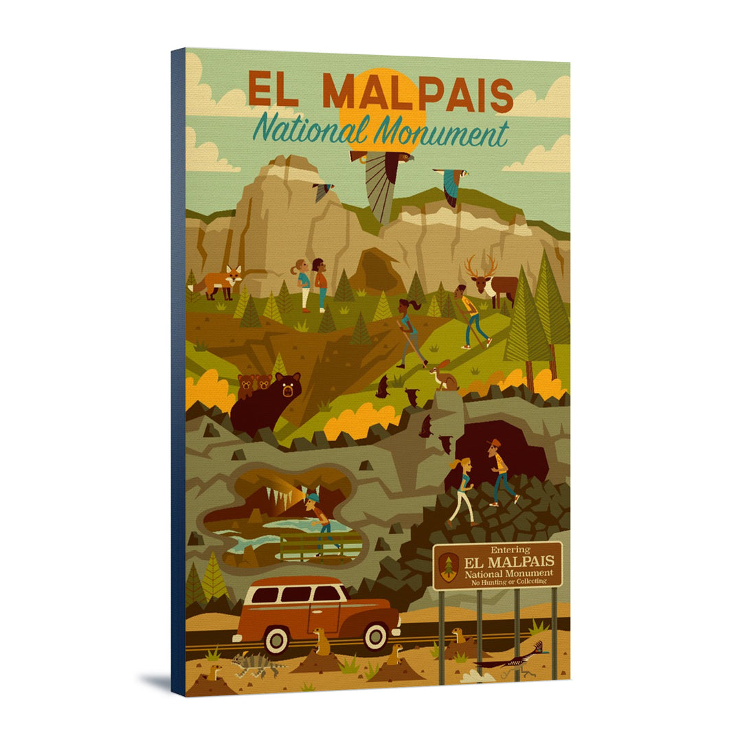 El Malpais, National Monument, Geometric, Lantern Press Artwork, Stretched Canvas Canvas Lantern Press 12x18 Stretched Canvas 