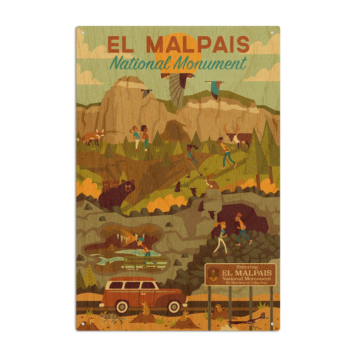 El Malpais, National Monument, Geometric, Lantern Press Artwork, Wood Signs and Postcards Wood Lantern Press 10 x 15 Wood Sign 