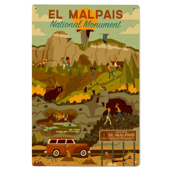 El Malpais, National Monument, Geometric, Lantern Press Artwork, Wood Signs and Postcards Wood Lantern Press 