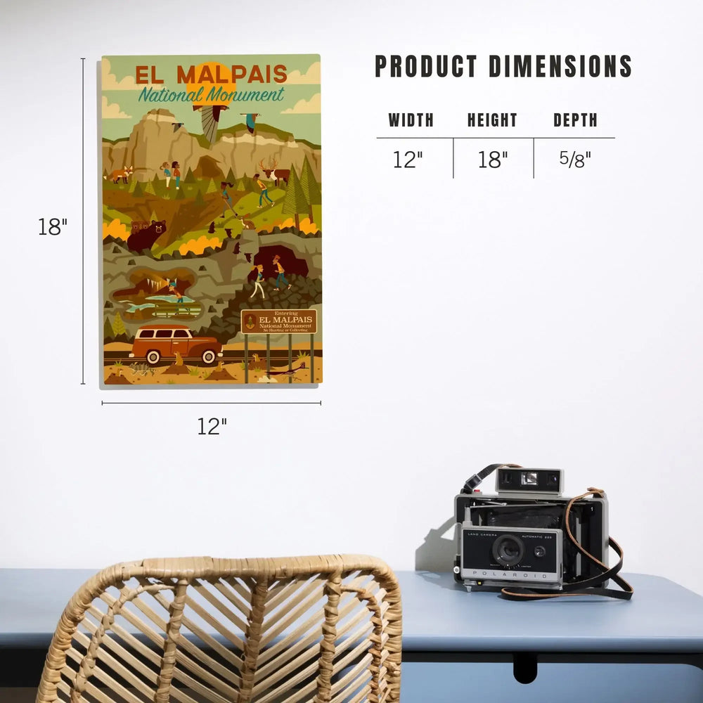 El Malpais, National Monument, Geometric, Lantern Press Artwork, Wood Signs and Postcards - Lantern Press