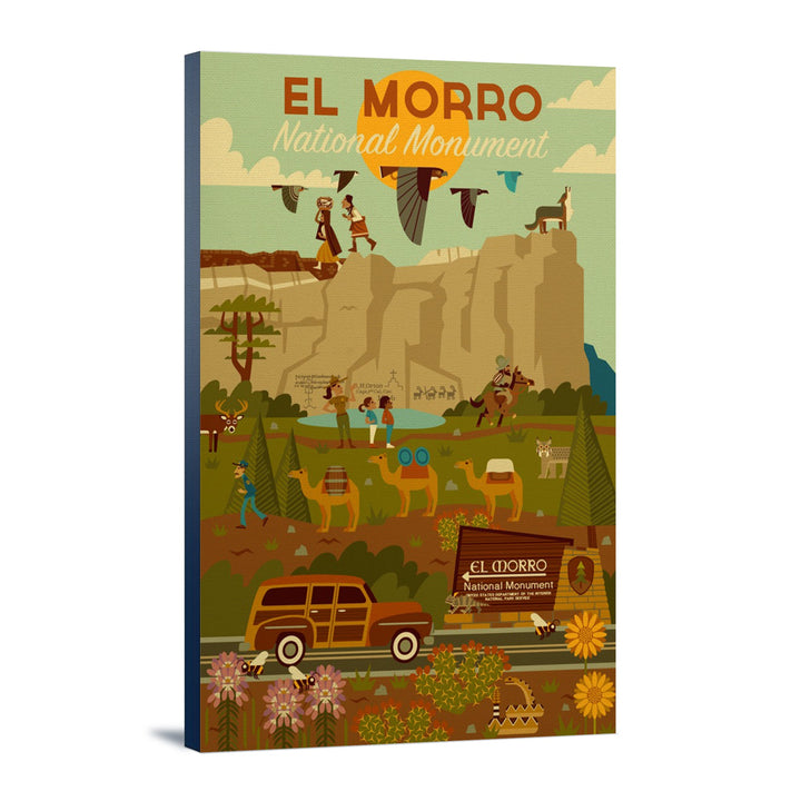 El Morro National Monument, New Mexico, Geometric, Lantern Press Artwork, Stretched Canvas Canvas Lantern Press 12x18 Stretched Canvas 