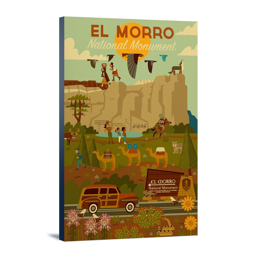 El Morro National Monument, New Mexico, Geometric, Lantern Press Artwork, Stretched Canvas Canvas Lantern Press 
