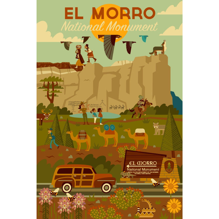 El Morro National Monument, New Mexico, Geometric, Lantern Press Artwork, Stretched Canvas Canvas Lantern Press 