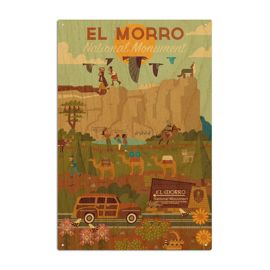 El Morro National Monument, New Mexico, Geometric, Lantern Press Artwork, Wood Signs and Postcards Wood Lantern Press 10 x 15 Wood Sign 