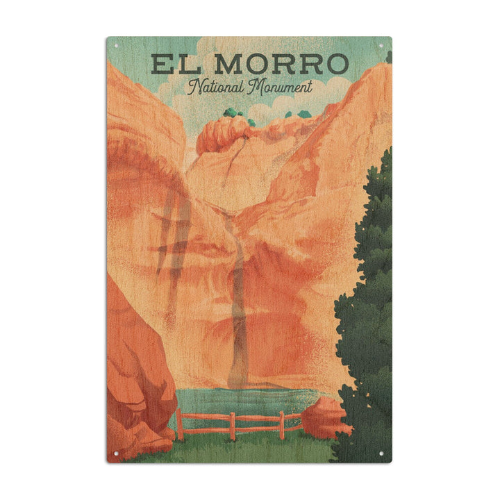El Morro National Monument, New Mexico, The Pool, Litho, Lantern Press Artwork, Wood Signs and Postcards Wood Lantern Press 10 x 15 Wood Sign 