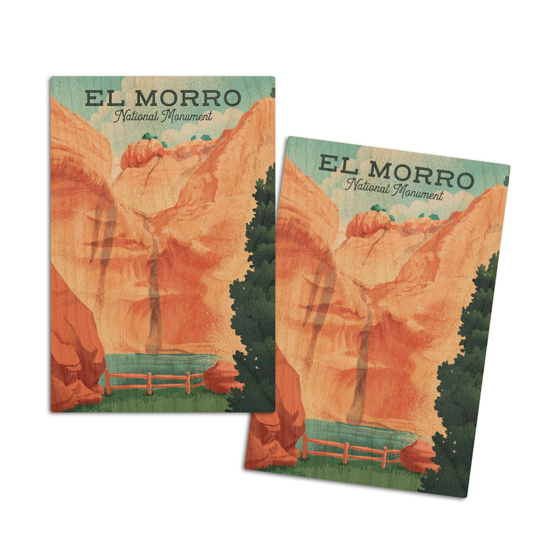 El Morro National Monument, New Mexico, The Pool, Litho, Lantern Press Artwork, Wood Signs and Postcards Wood Lantern Press 4x6 Wood Postcard Set 