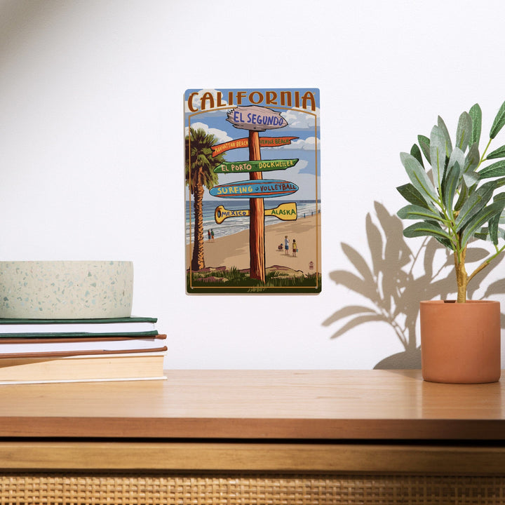El Segundo, California, Destinations Sign, Lantern Press Artwork, Wood Signs and Postcards Wood Lantern Press 