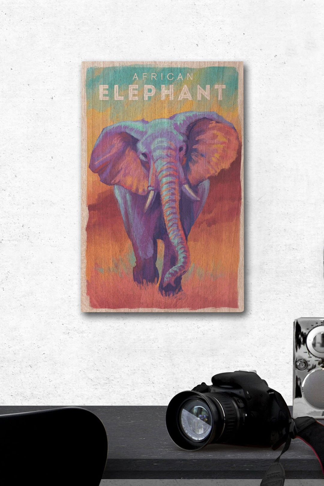 Elephant (African), Vivid, Lantern Press Artwork, Wood Signs and Postcards Wood Lantern Press 12 x 18 Wood Gallery Print 