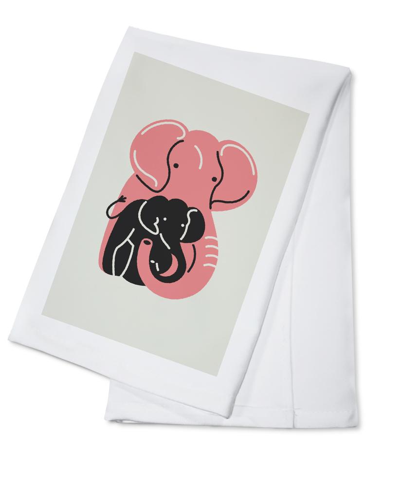 Elephant, Animal Families Collection, Contour, Lantern Press Artwork, Towels and Aprons Kitchen Lantern Press Cotton Towel 