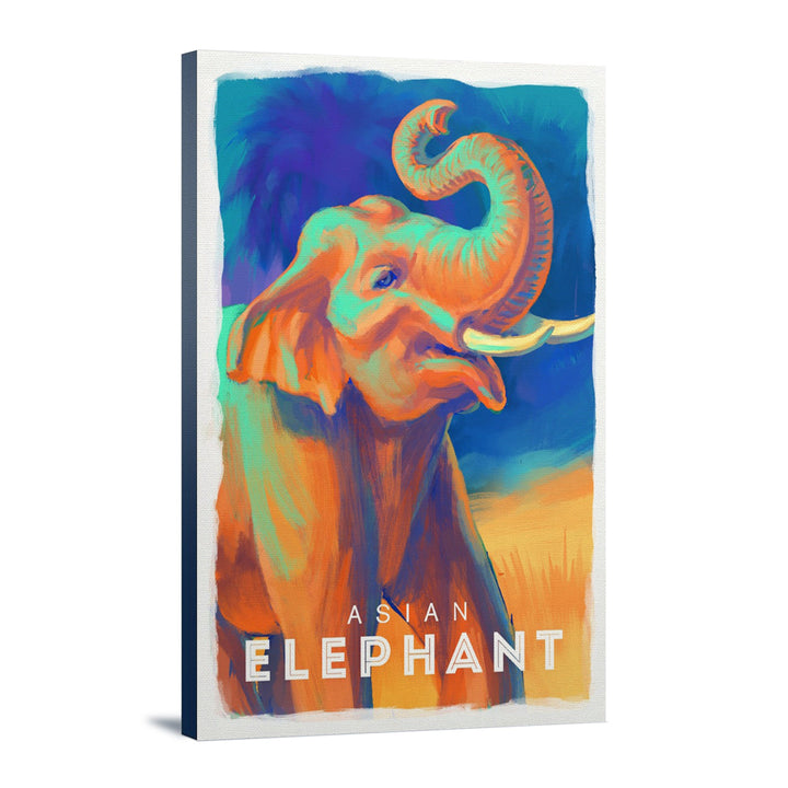 Elephant (Asian), Vivid, Lantern Press Artwork, Stretched Canvas Canvas Lantern Press 12x18 Stretched Canvas 