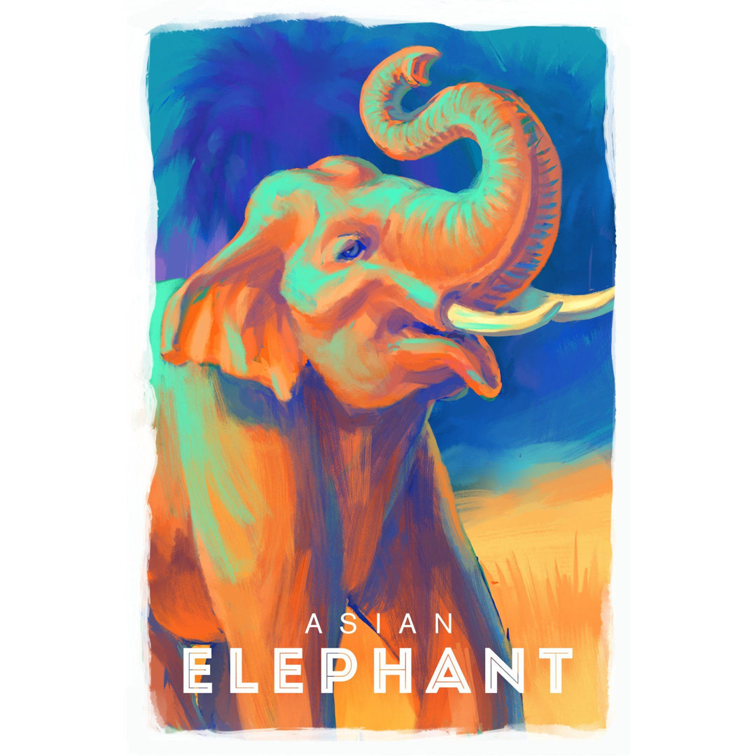 Elephant (Asian), Vivid, Lantern Press Artwork, Stretched Canvas Canvas Lantern Press 