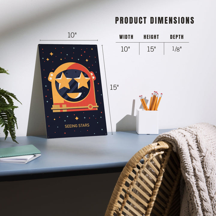 Equations and Emojis Collection, Astronaut Helmet, Seeing Stars, Wood Signs and Postcards Wood Lantern Press 