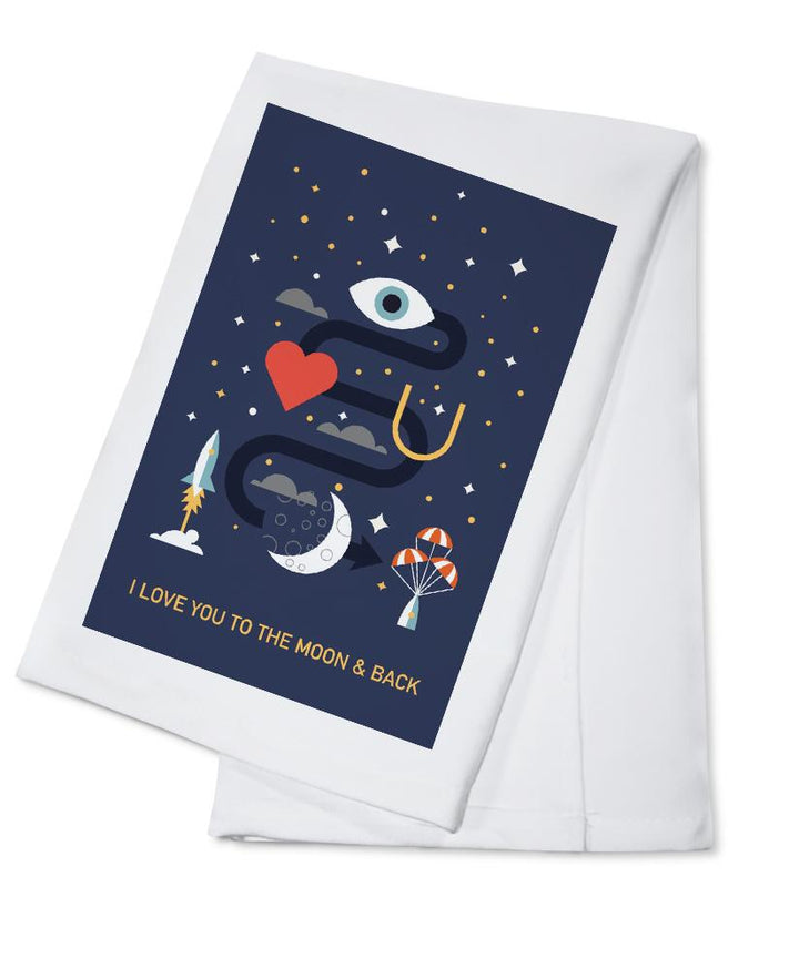 Equations and Emojis Collection, I Love You To The Moon And Back, Towels and Aprons Kitchen Lantern Press 