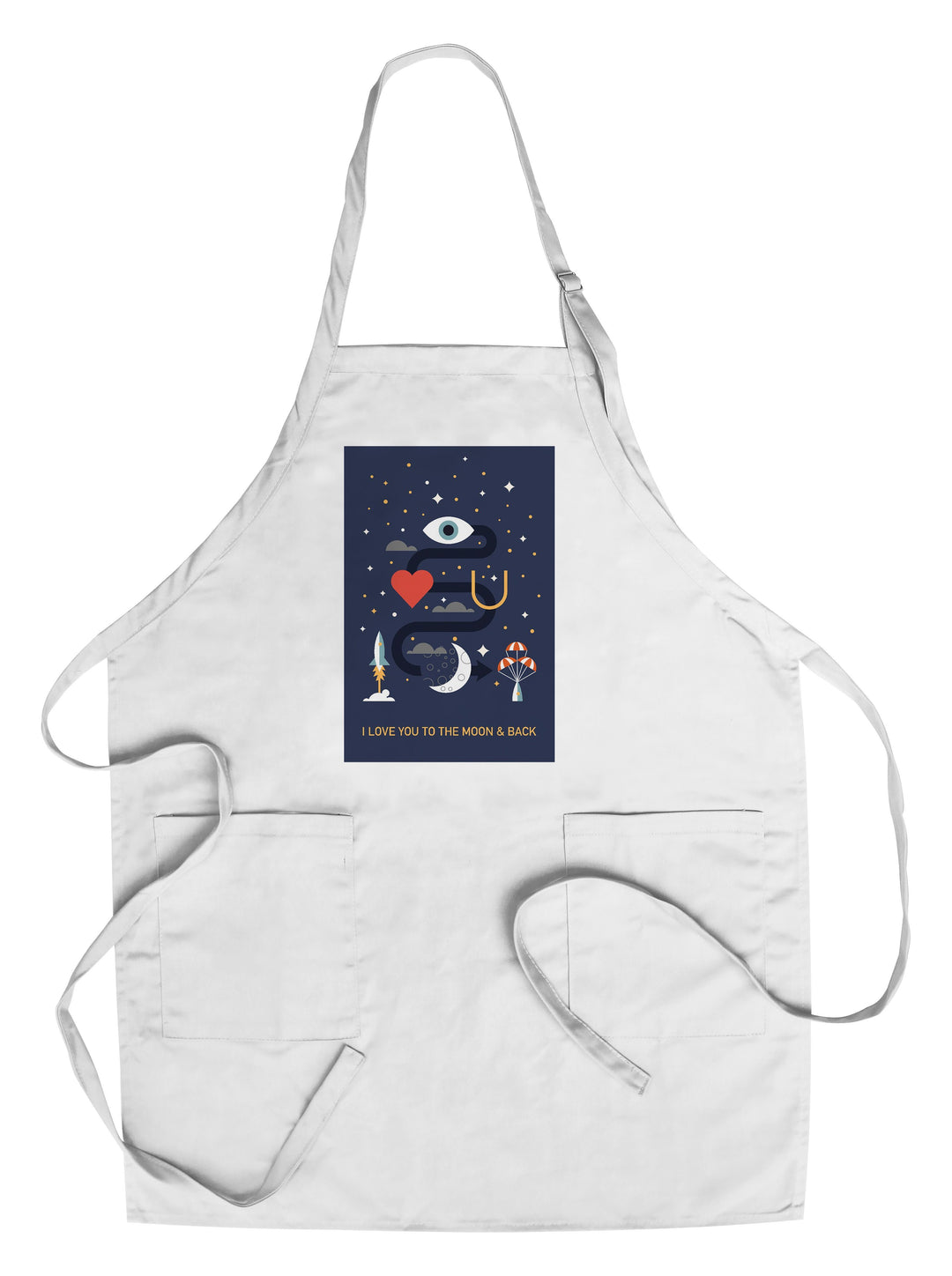 Equations and Emojis Collection, I Love You To The Moon And Back, Towels and Aprons Kitchen Lantern Press Chef's Apron 