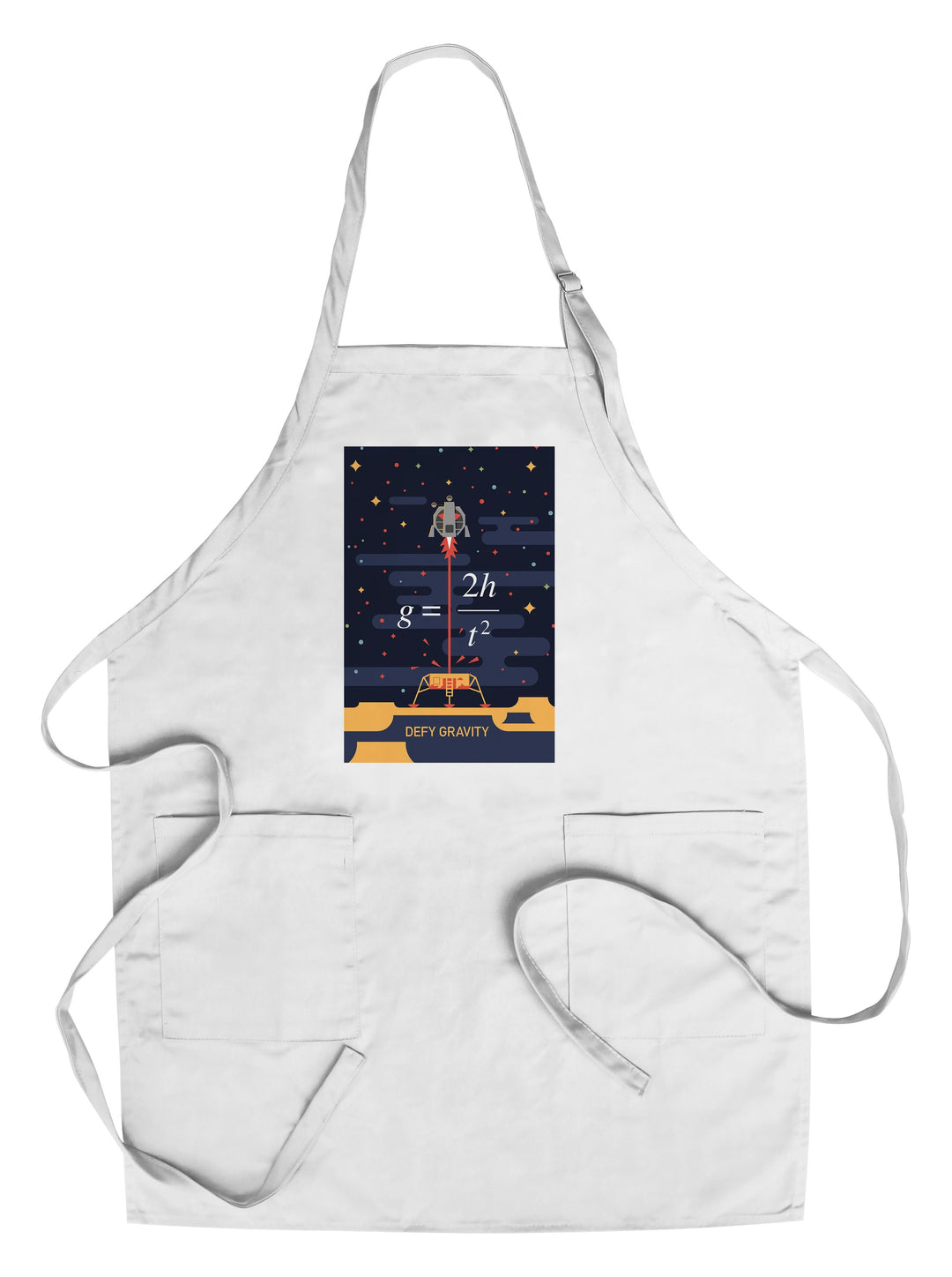 Equations and Emojis Collection, Lunar Lander, Defy Gravity, Towels and Aprons Kitchen Lantern Press Chef's Apron 