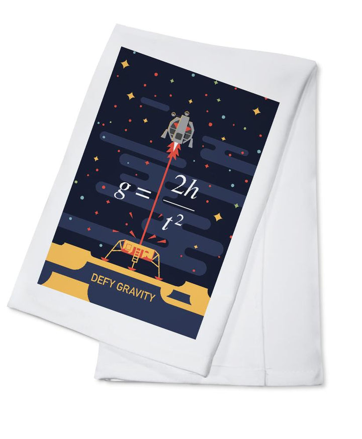 Equations and Emojis Collection, Lunar Lander, Defy Gravity, Towels and Aprons Kitchen Lantern Press Cotton Towel 