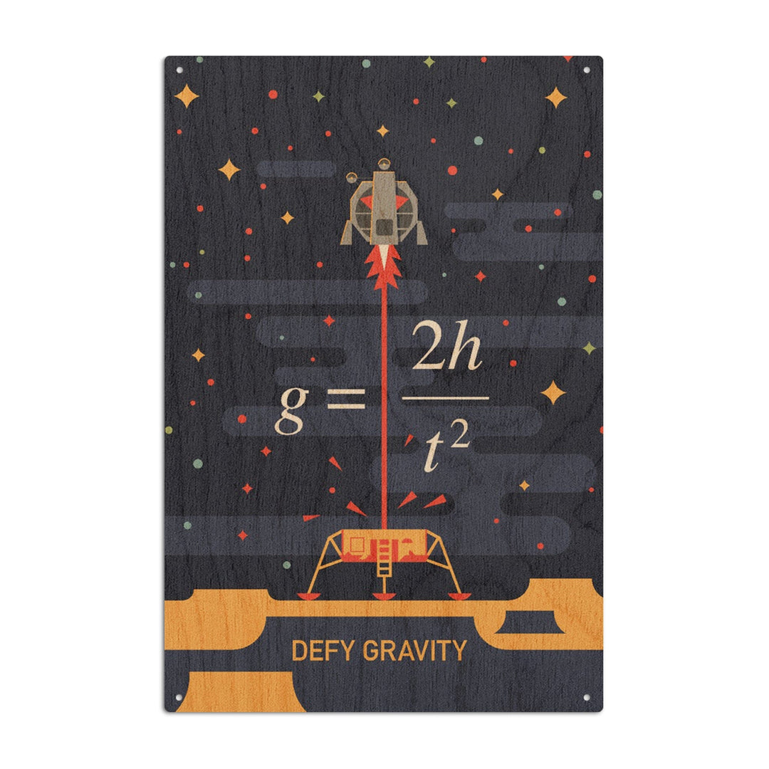 Equations and Emojis Collection, Lunar Lander, Defy Gravity, Wood Signs and Postcards Wood Lantern Press 10 x 15 Wood Sign 
