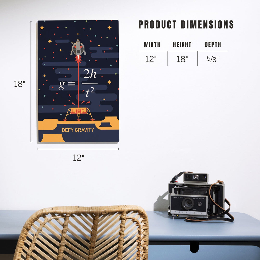 Equations and Emojis Collection, Lunar Lander, Defy Gravity, Wood Signs and Postcards Wood Lantern Press 