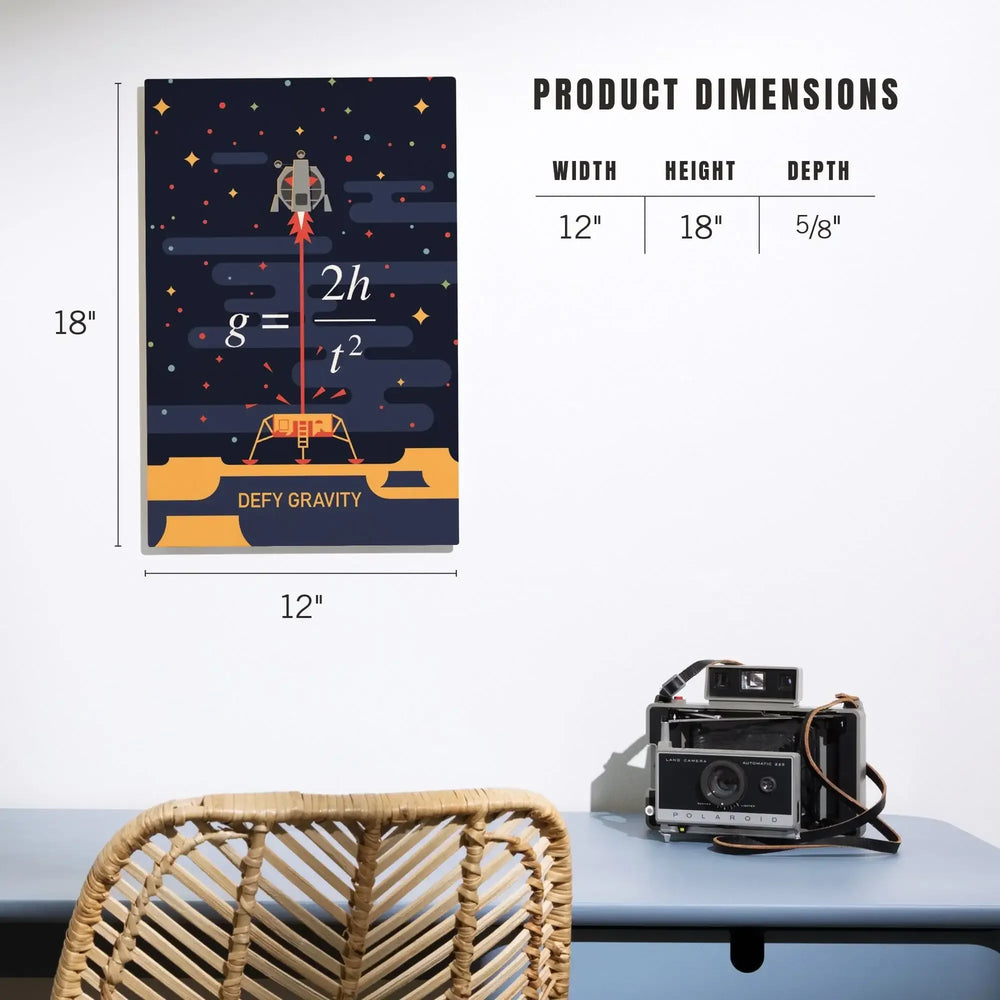 Equations and Emojis Collection, Lunar Lander, Defy Gravity, Wood Signs and Postcards - Lantern Press