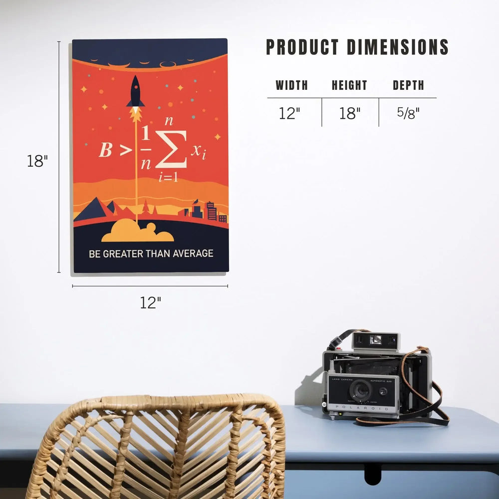 Equations and Emojis Collection, Rocket, Be Greater Than Average, Wood Signs and Postcards - Lantern Press