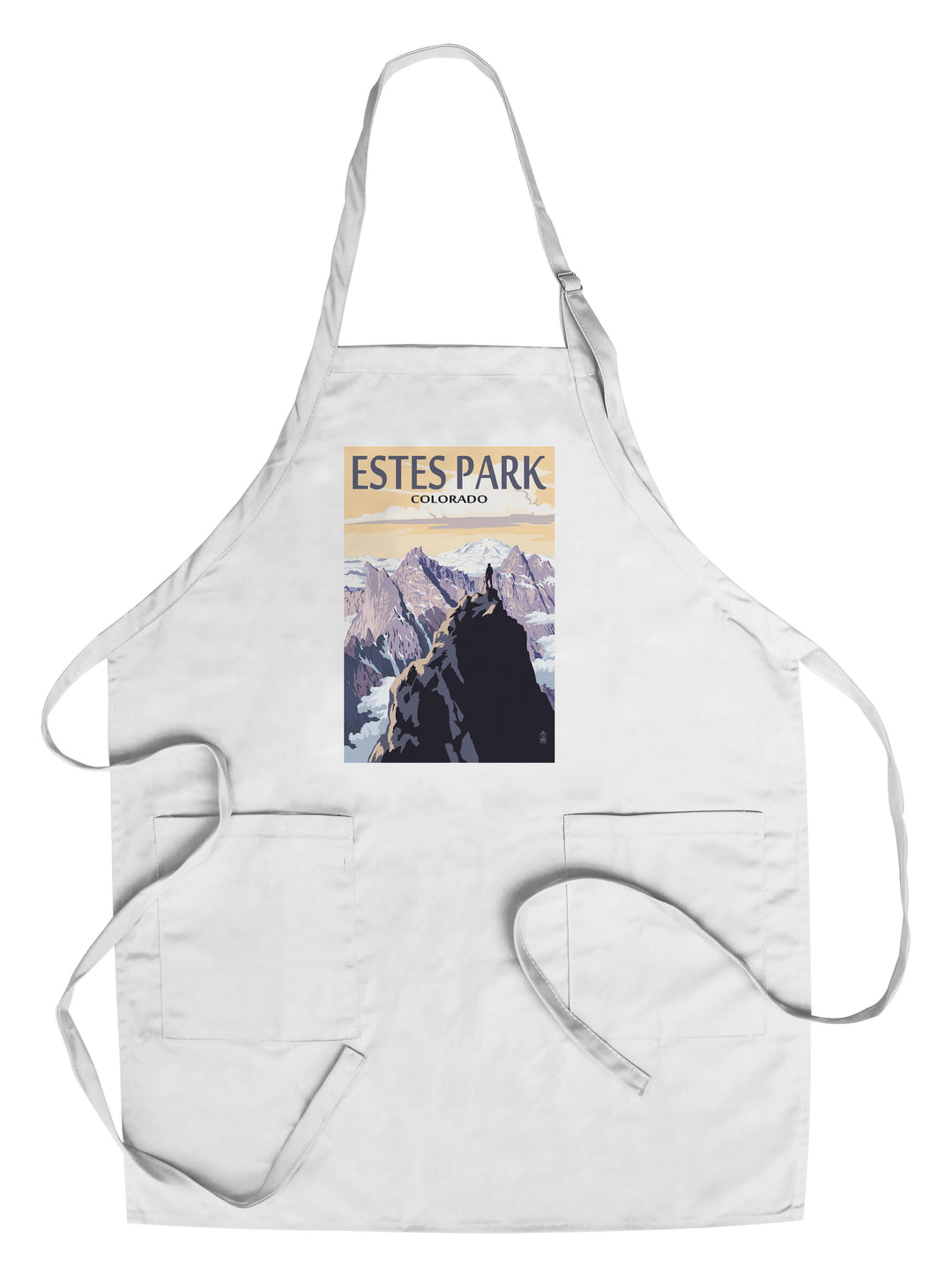 Estes Park, Colorado, Mountain Peaks, Lantern Press Artwork, Towels and Aprons Kitchen Lantern Press Chef's Apron 