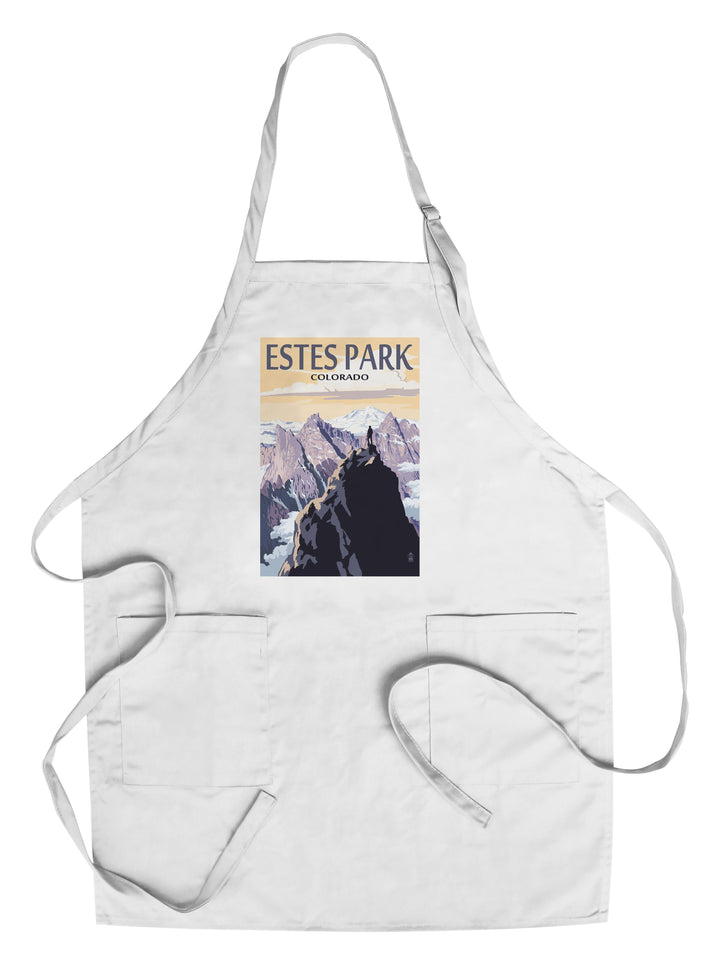 Estes Park, Colorado, Mountain Peaks, Lantern Press Artwork, Towels and Aprons Kitchen Lantern Press Chef's Apron 