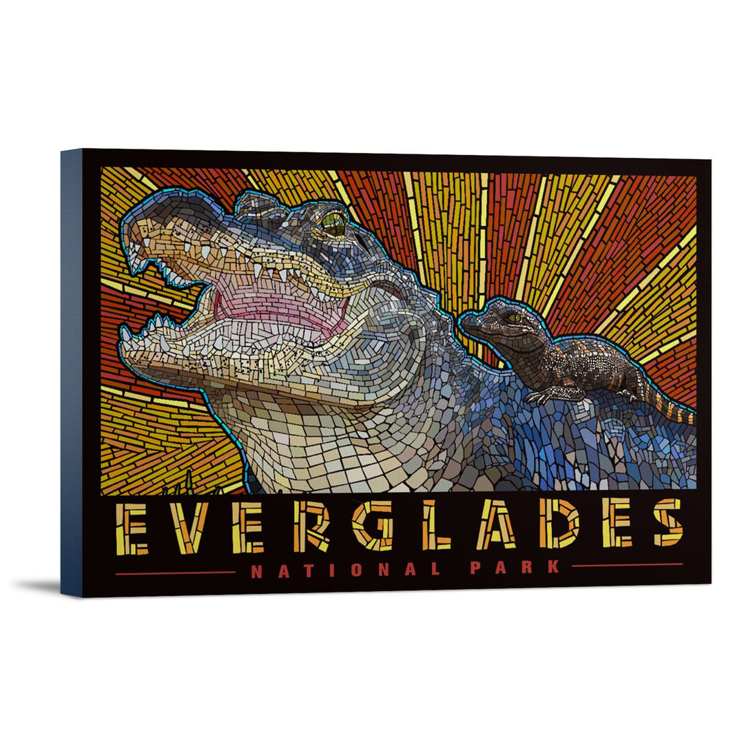 Everglades National Park, Florida, Alligator Mosaic, Lantern Press Artwork, Stretched Canvas Canvas Lantern Press 12x18 Stretched Canvas 