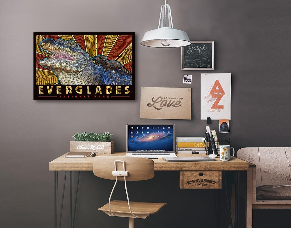 Everglades National Park, Florida, Alligator Mosaic, Lantern Press Artwork, Stretched Canvas Canvas Lantern Press 