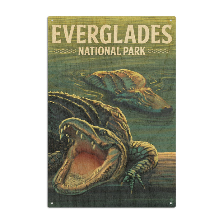 Everglades National Park, Florida, Alligators, Lantern Press Artwork, Wood Signs and Postcards Wood Lantern Press 10 x 15 Wood Sign 