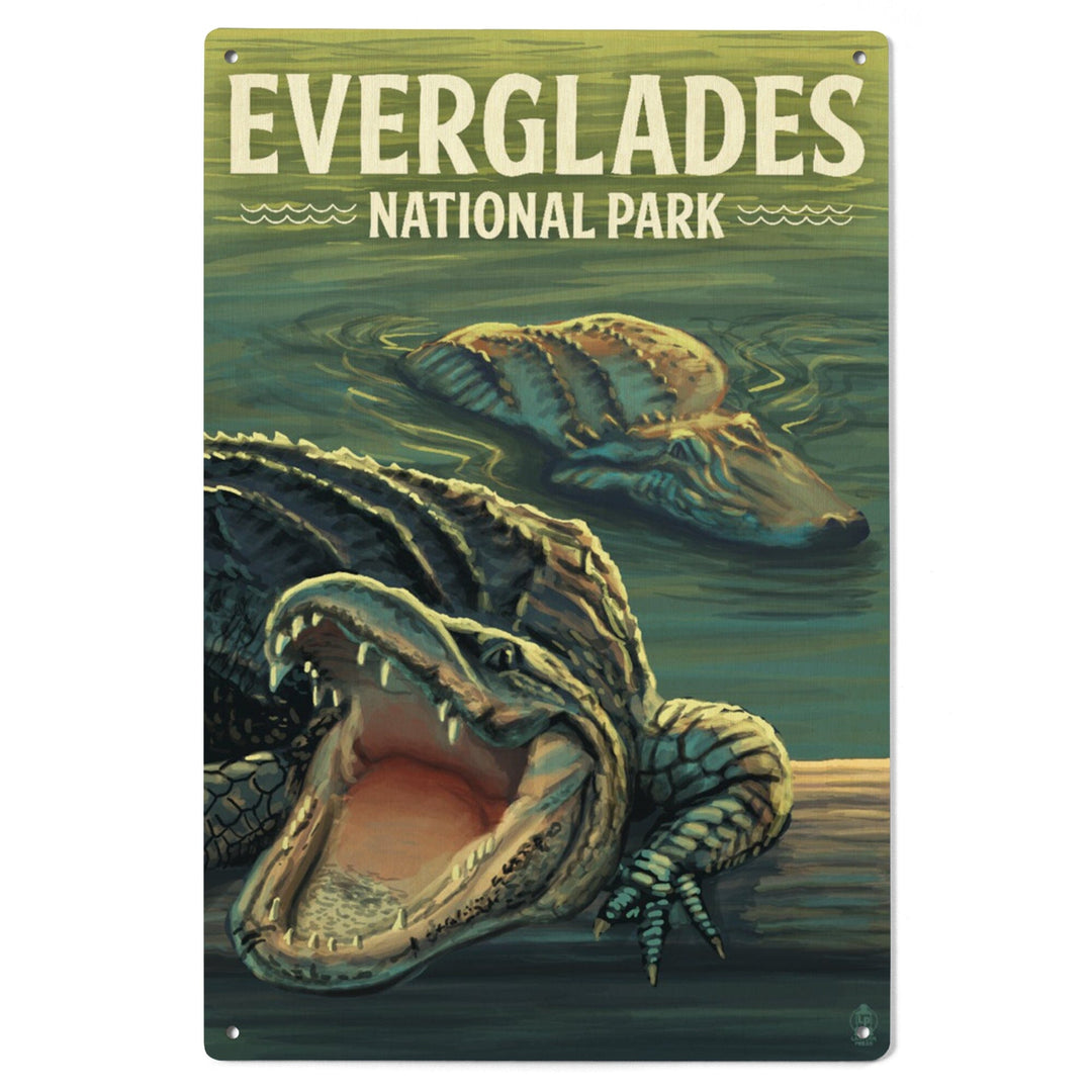 Everglades National Park, Florida, Alligators, Lantern Press Artwork, Wood Signs and Postcards Wood Lantern Press 