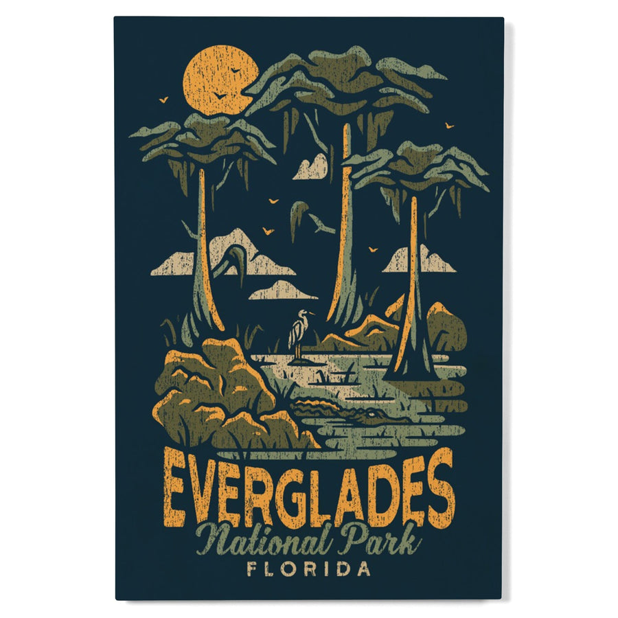 Everglades National Park, Florida, Distress Vector Shapes, Lantern Press Artwork, Wood Signs and Postcards Wood Lantern Press 
