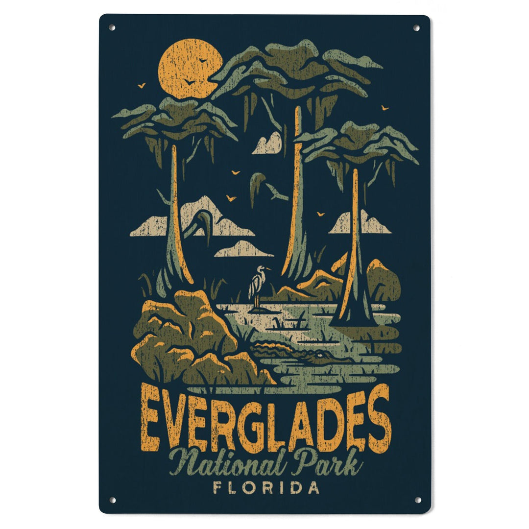 Everglades National Park, Florida, Distress Vector Shapes, Lantern Press Artwork, Wood Signs and Postcards Wood Lantern Press 