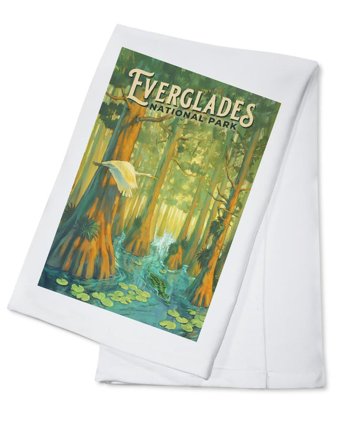 Everglades National Park, Florida, Oil Painting, Organic Cotton Kitchen Tea Towels - Lantern Press