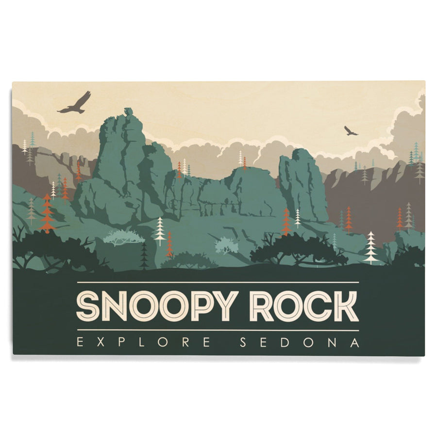 Explore Sedona, Arizona, Snoopy Rock, Lantern Press Artwork, Wood Signs and Postcards Wood Lantern Press 