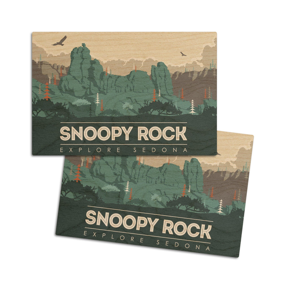 Explore Sedona, Arizona, Snoopy Rock, Lantern Press Artwork, Wood Signs and Postcards Wood Lantern Press 4x6 Wood Postcard Set 
