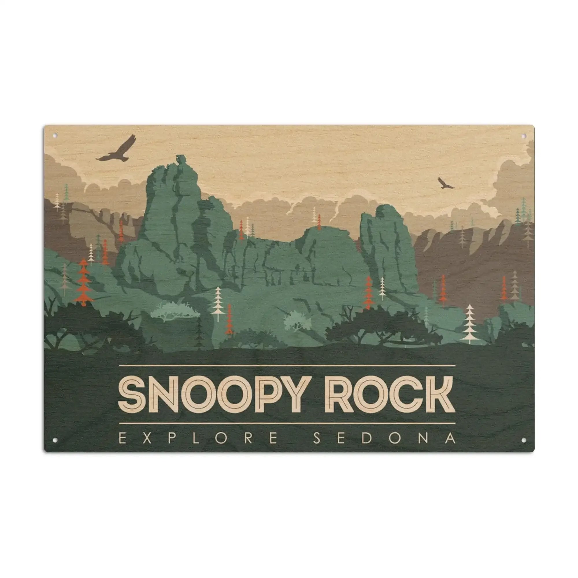Explore Sedona, Arizona, Snoopy Rock, Lantern Press Artwork, Wood Sign