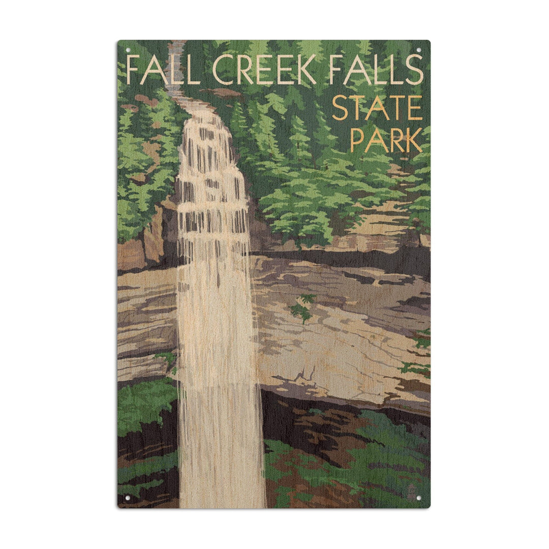 Fall Creek Falls State Park, Tennessee, Fall Creek Falls, Lantern Press Artwork, Wood Signs and Postcards Wood Lantern Press 10 x 15 Wood Sign 