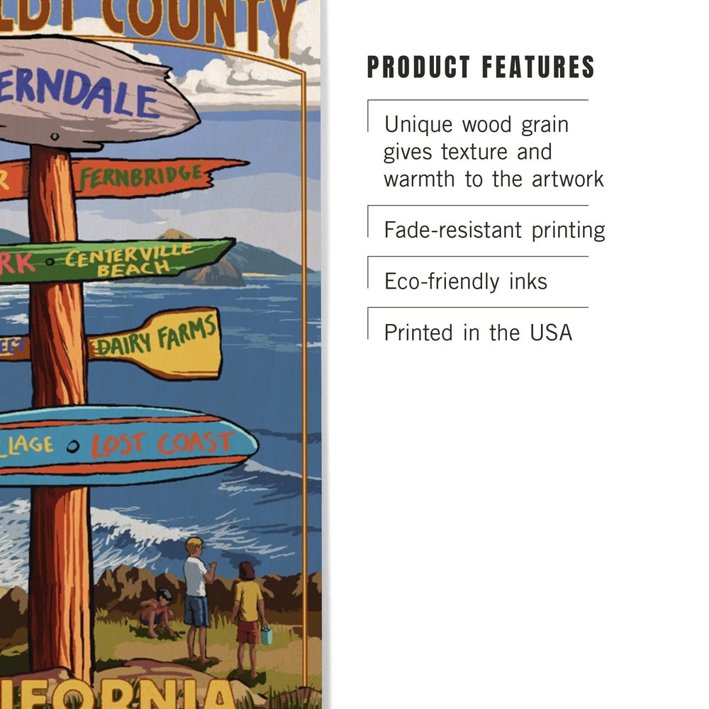 Ferndale, California, Humboldt County, Destination Signpost, Lantern Press Artwork, Wood Signs and Postcards Wood Lantern Press 