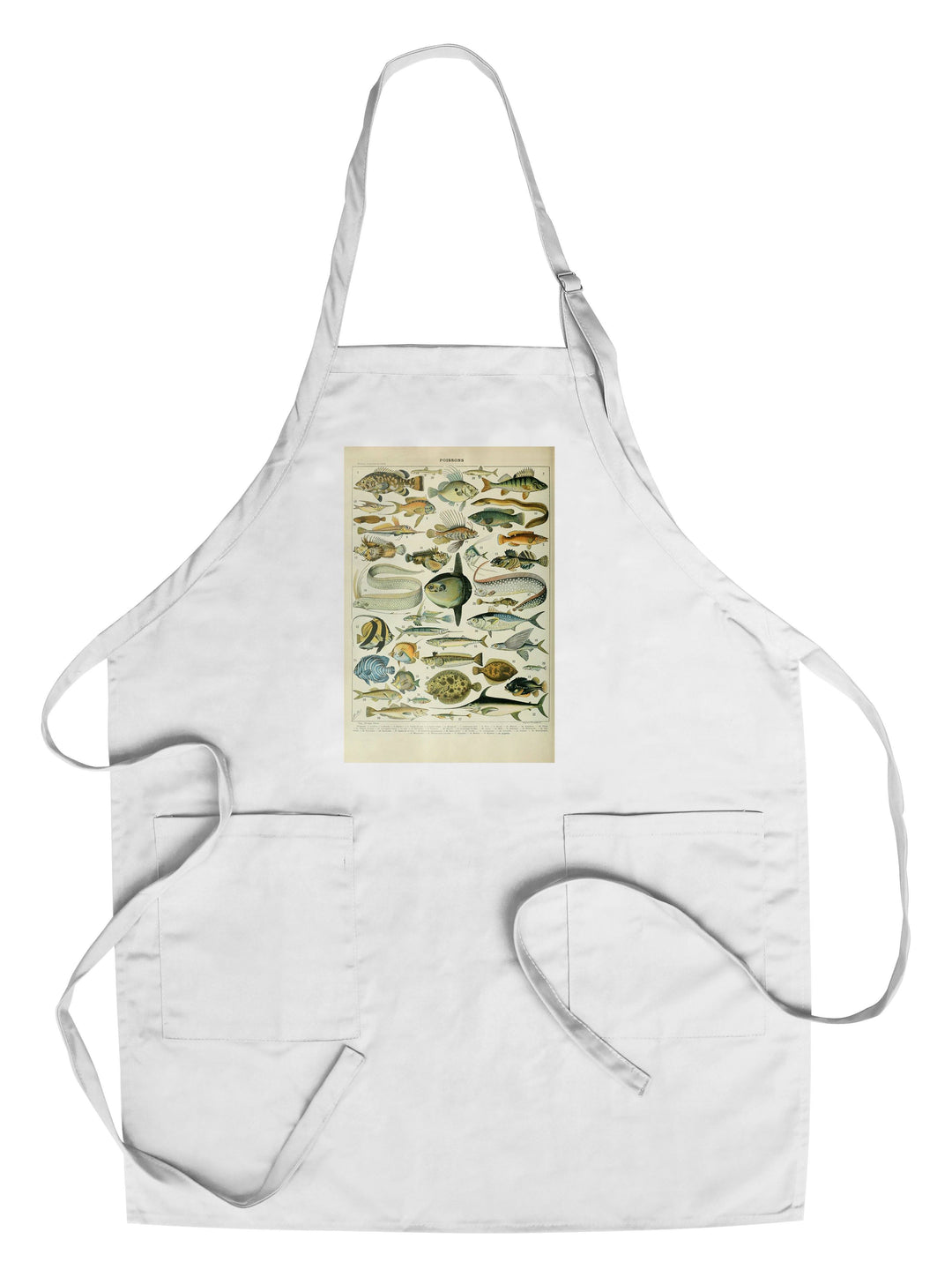 Fish, A, Vintage Bookplate, Adolphe Millot Artwork, Towels and Aprons Kitchen Lantern Press Chef's Apron 