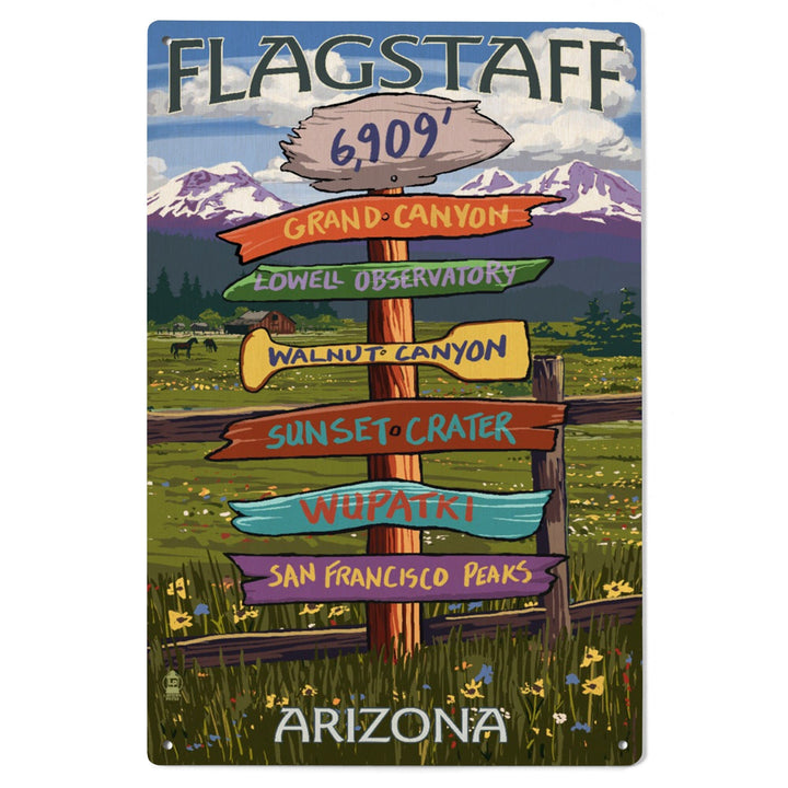 Flagstaff, Arizona, Destination Signpost, Lantern Press Artwork, Wood Signs and Postcards Wood Lantern Press 