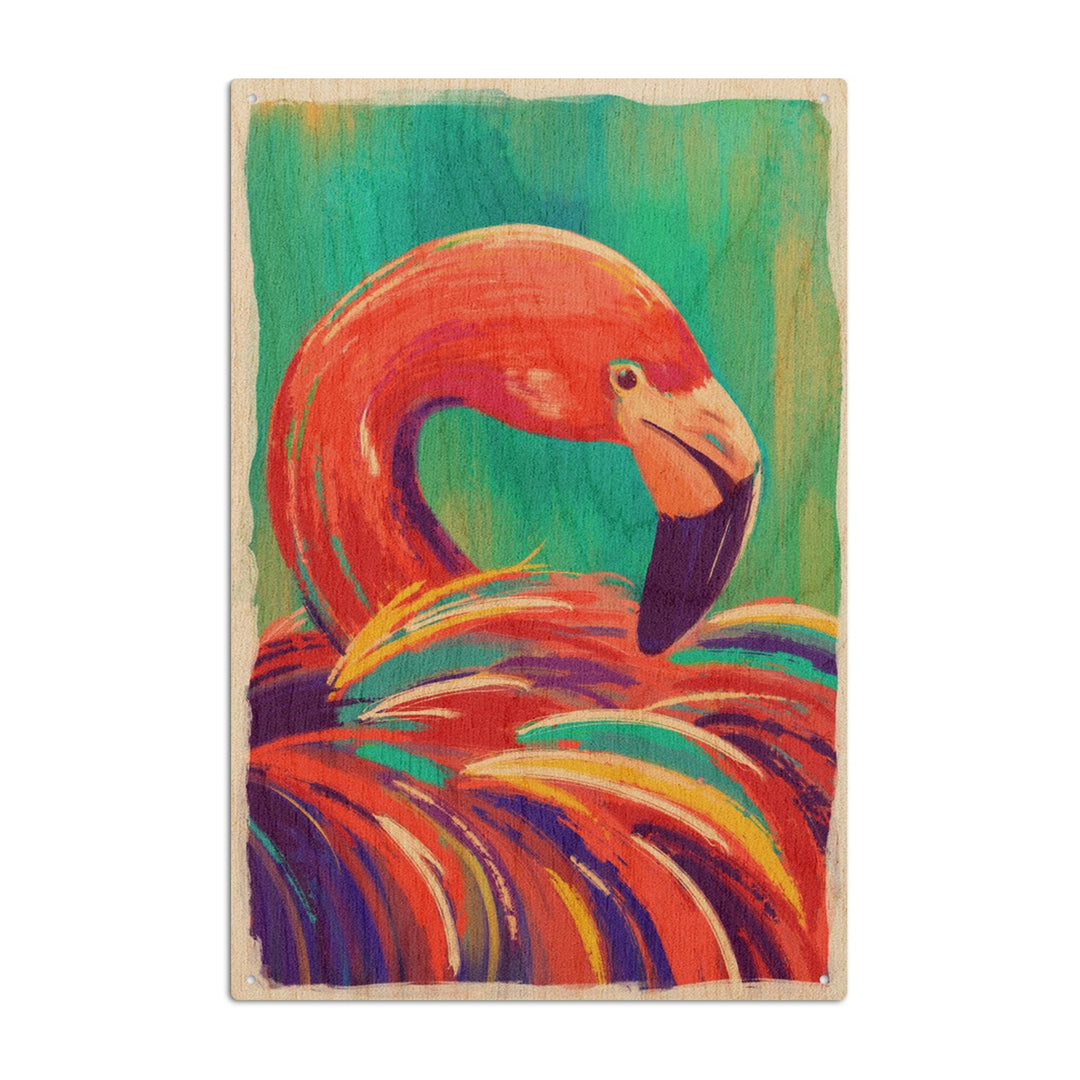 Flamingo, Vivid, Lantern Press Artwork, Wood Signs and Postcards Wood Lantern Press 10 x 15 Wood Sign 